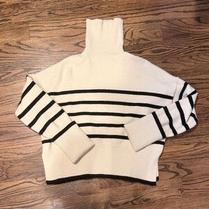 ASOS Bershka Black and Cream Striped Turtleneck Sweater